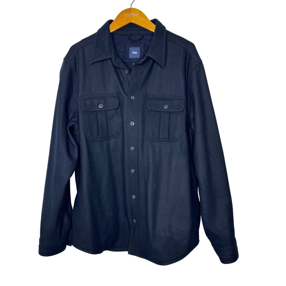 Gap‎ Wool Blend Jacket/Shirt Jacket Blue XL